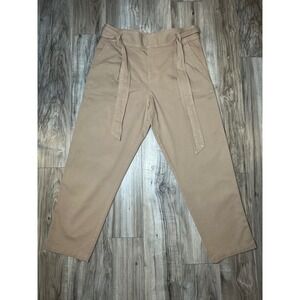 NEW LOFT Women's Khaki Paperbag Waist Tie Belt Cropped Jeans Size 14 Tall